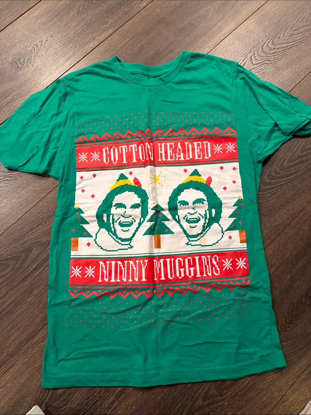 Ripple Junction Green Holiday Graphic Tee with Red and White Accents